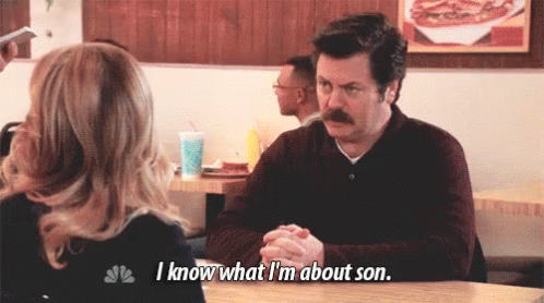 GIF of Ron Swanson from Parks and Recreation, saying "I know what I'm about, son" at JJ's Diner. 