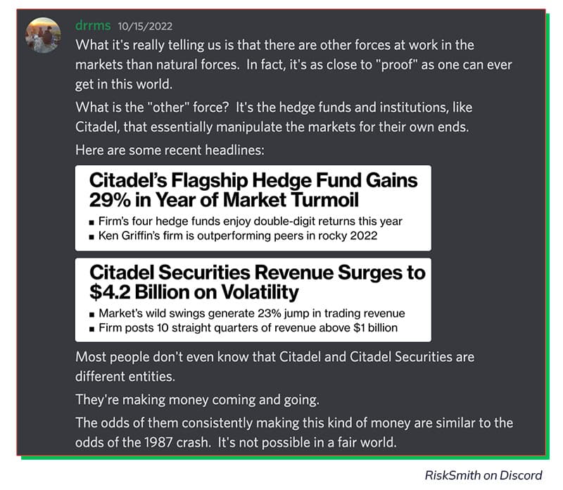 Dr. Richard Smith's reaction to an analysis of the Black Monday stock market crash of 1987.