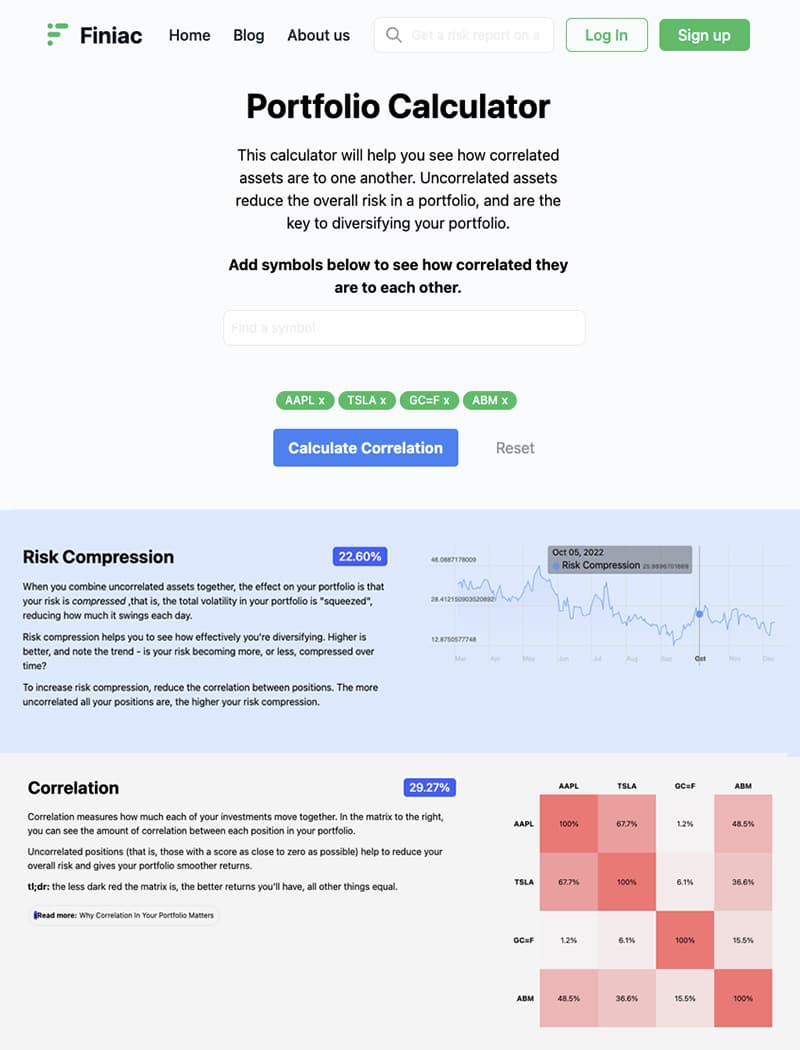 The next iteration of Finiac's Correlation Calculator.